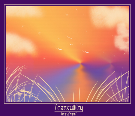 Tranquility - digital painting, sunset, peaceful, photoshop