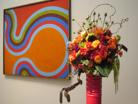 still life - flowers, vase, arrangement, orange, still life