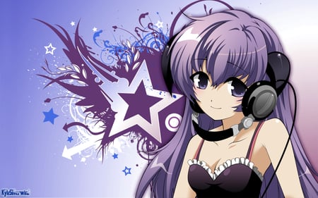 Hanyuu - girl, background, hair, 1200, wallpaper, hd, star, purple, anime, 1920, dj