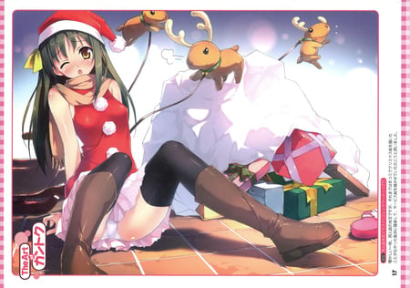 anime girl - navidad, black hair, black eyes, ciel