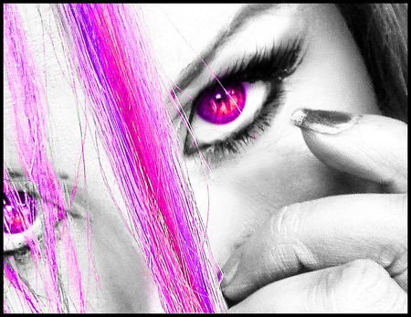 somebody watching me 2 - white, woman, purple, female, pink, eyes, look