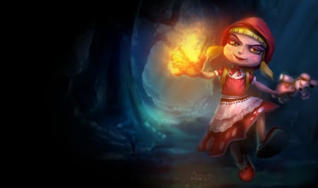 Annie - The Dark Child - pretty, league of legends, annie splash, child, annie - the dark child, the dark child, hd, splash, video game, innocent, girl, lovely, cg, fantasy, annie, cute, little