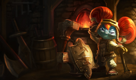 Poppy Blacksmith - poppy, league of legends, girl, child, cg, fantasy, blacksmith, the iron ambassador, hd, cute, poppy - the iron ambassador, little, splash, poppy splash, video game