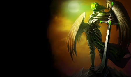 Kayle - The Judicator - judicator, warrior, league of legends, wing, angel, judicator splash, splash, action, adventure, video game, game, sword, knight, cg, fantasy, kayle, legend, the judicator, kayle - the judicator