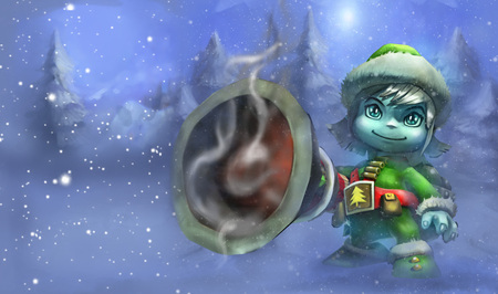 Tristana - The Megling Gunner - cute, video game, the megling gunner, tristana - the megling gunner, gun, girl, fantasy, little, gunner, splash, tristana splash, child, winter, anime, hd, art, cg, tristana, lovely, league of legends, snow