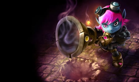 Tristana - The Megling Gunner - anime, league of legends, tristana splash, child, the megling gunner, hd, splash, art, video game, tristana - the megling gunner, gun, girl, tristana, lovely, cg, fantasy, gunner, cute, little