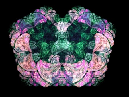 Coloured wreath - fractal, green, purple, pink