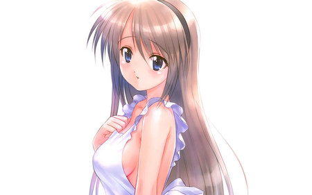 Cute Anime Girl - sexy, girl, background, hair, wallpaper, hd, white, brown, anime, cute, dress