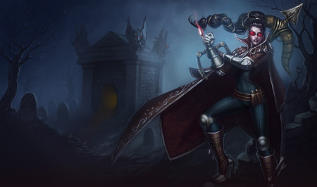 Vayne Splash - anime, female, league of legends, vayne, night, dark, vayne- the night hunter, hd, splash, video game, fighter, hunter, archer, the night hunter, girl, vayne splash, assassin, cg, fantasy, ninja, legend