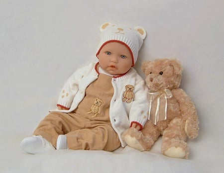 Tenderness - toy, bear, cute, people, baby, teddy