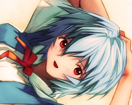 Rei Ayanami - girl, red, blue, nge, anime