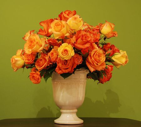 roses - reception desk, still life, roses, arrangement