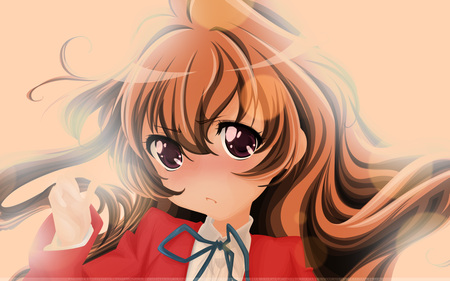 toradora - brown eyes, school, red, uniform, brown hair