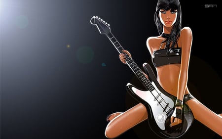 Hed Kandi - hottie, club, hot, girl, vector, cool, party, music, guitar, black, babe, hd, hed kandi, 3d, sexy