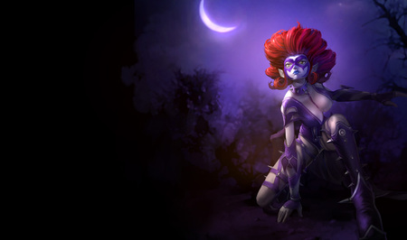 Evelynn - The Widowmaker - female, legend, hot, video game, fantasy, widow, league of legends, moon, sexy, evelynn splash, elf, girl, cg, evelynn - the widowmaker, hd, the widowmaker, evelynn, eve, splash