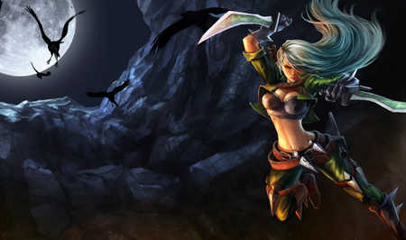 Katarina - The Sinister Blade - female, league of legends, katarina - the sinister blade, the sinister blade, hd, weapon, splash, action, adventure, video game, katarina, hot, assassin, beauty, katarina splash, blade, cg, fantasy, sinister, sexy