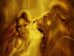 Woman And Her Lion