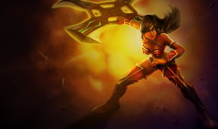 Sivir - The Battle Mistress - pretty, female, league of legends, hd, weapon, sivir - the battle mistress, splash, action, video game, the battle mistress, abstract, sivir, soul, hot, girl, beauty, cg, fantasy, sexy, sivir splash