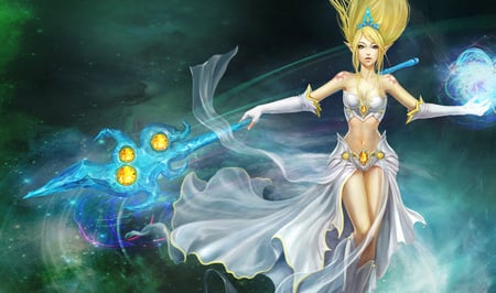 Janna - The Storm's Fury - pretty, female, league of legends, blonde, eye, flash, janna splash, the storms fury, gorgeous, hd, princess, face, splash, janna, action, adventure, video game, spirit, soul, beautiful, hot, girl, digital art, janna - the storms fury, beauty, lovely, elf, cg, fantasy, fury, legend, sexy