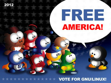 Vote for GNU/LINUX ! - gnu, vote, penguin, unix, 2012, iteam, america, president, usa, ubuntu, linux