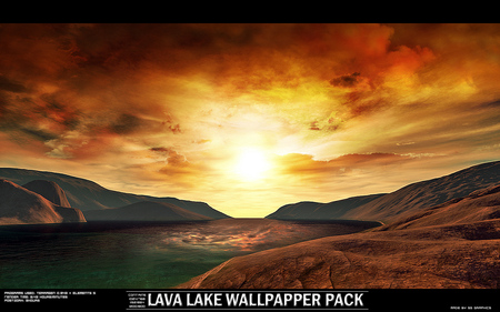 Lava_Lake - clouds, landscape, colors, reflection, lava, nature, lake, lakes, sky