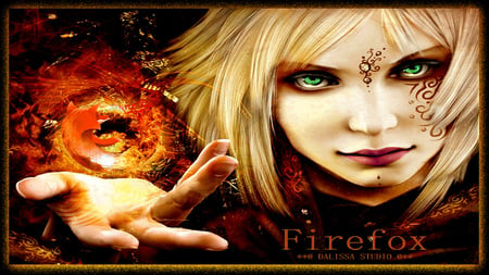 THE FAIRY FIREFOX - fairy, green eye, firefox, firefox girl