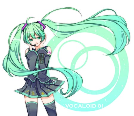 hatsune miku - twin tails, anime, girl, cute, vocloid