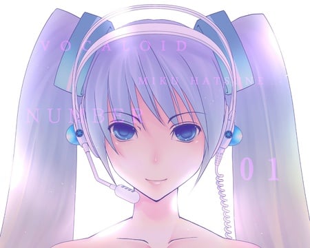 my headphones - hatsune miku, girl, vocliod, twin tails, pretty, mic, headphones, blu eyes, anime, miku