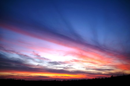 Spring Sunset - sunset, blue, clouds, red