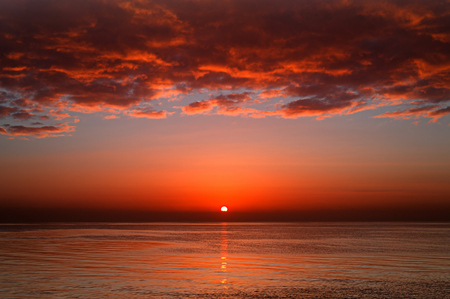 Red Skies of Buenos Aires - reflective, sunset, amazing, clouds, red, smooth, beautiful, hdr, sea