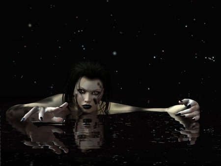 Woman - woman, dark, reflection, 3d