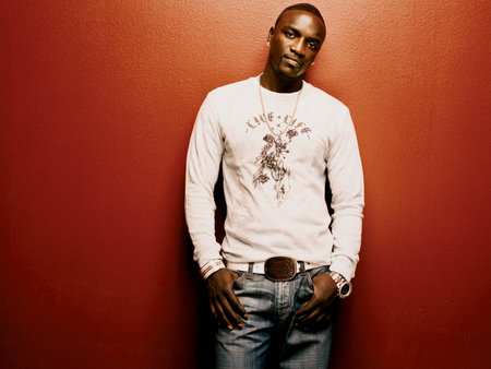 Akon - black, handsome, red, singer, akon, man, wall