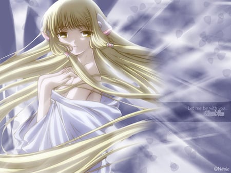 Stay With Me - white, cloak, chii, girl, anime, stay, robot, chobits