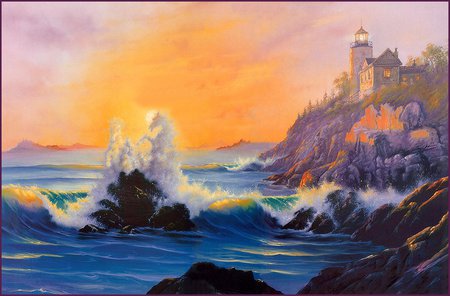 Jim Warren * The Everchanging Sea - jim warren, sunset, painting, sea, art, wave