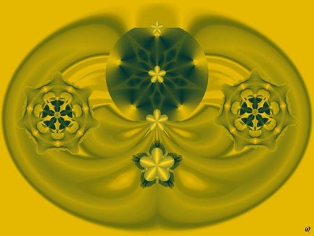 Yellows Green - eye candy, collage, 3d, fractal, abstract