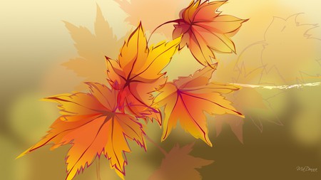 Autumn Transparency - season, autumn, transparent, gold, abstract, fall, leaves, orange, layers, firefox persona