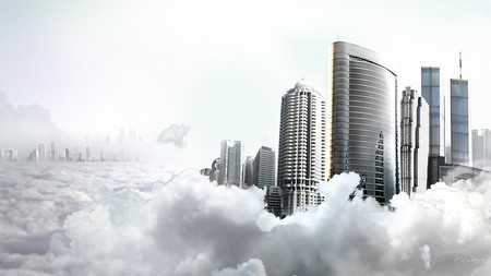 Dream City - sky, cities, mystical, buildings, fantasy, clouds, high rises, gray, natural