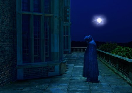 Blue Lady - moon, abstract, fantasy, lady, blue, night