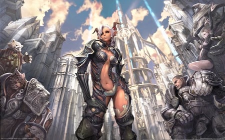 Tera - beauty, female, hot, video game, fantasy, art, pretty, game, style, tera, elf, sexy, girl, fighter, cg, hd, adventure, warriors, action, dress, blonde, legends