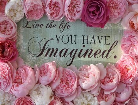 Live your Life - roses, message, pink, pastel, deep, words