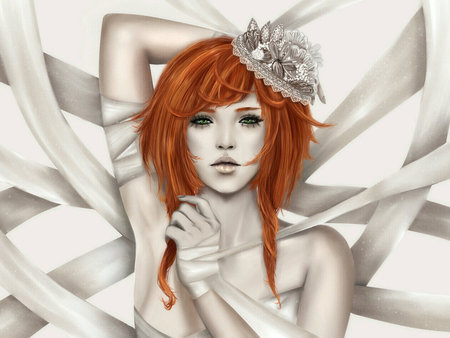 Red hair lady - red hair, fantasy, girl, abstract, woman