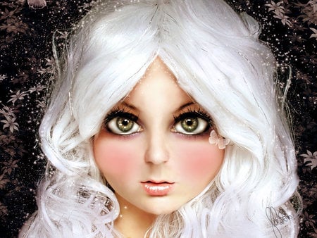 Snow hair doll - woman, doll, abstract, girl, fantasy