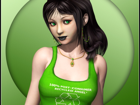 Recycle for life - woman, abstract, gree, girl, recycle, fantasy