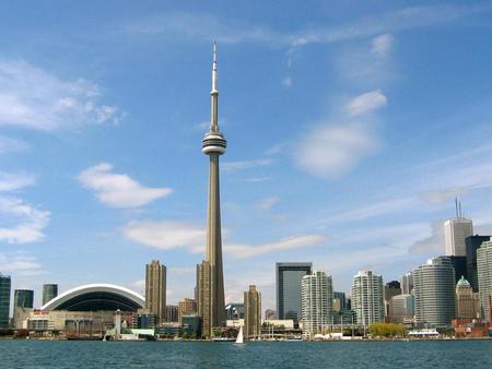 Toronto Ontario & the CN Tower - sky, architecture, city, cityscape, buildings, waterfront