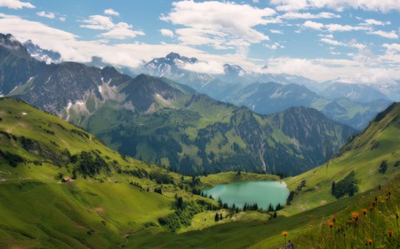 A dream of a beautiful mountains - nature, green, mountains, flowers