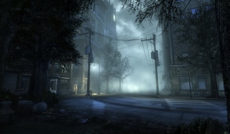 Silent - downpour, silent hill, night, dark, silent, video game, silent hill- downpour