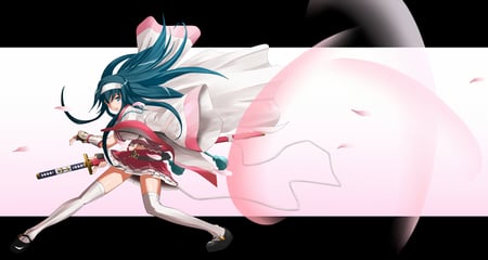 Kyoudou Senna - beauty, hot, thigh highs, badass, anime girl, blade, cool, katana, sword, cute, sexy, warrior, long hair, samurai, beautiful, pink, weapon, awesome