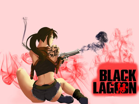 B-lagoon revy - hands, revy, lagoon, smoke, 2, guns, black