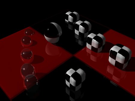 Checkered  Dice - dice, black, white, checkered