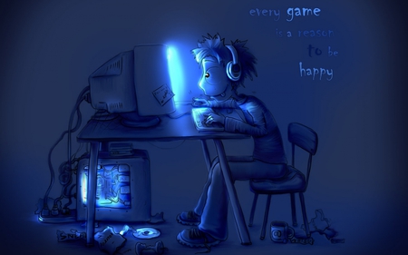 Funny - game, pc, boy, blue